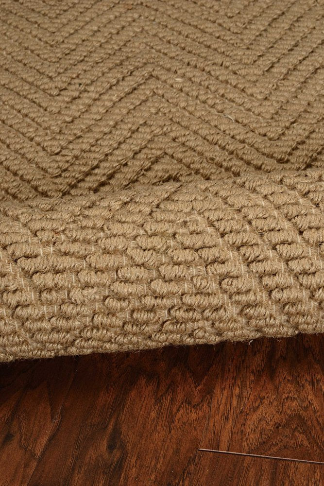 2' X 4' Natural And Brown Jute Chevron Hand Woven Area Rug