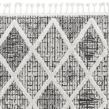 5' X 8' Cream And Charcoal Geometric Area Rug
