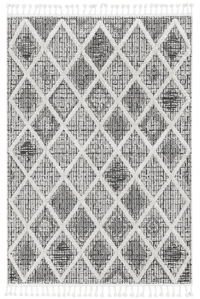 5' X 8' Cream And Charcoal Geometric Area Rug