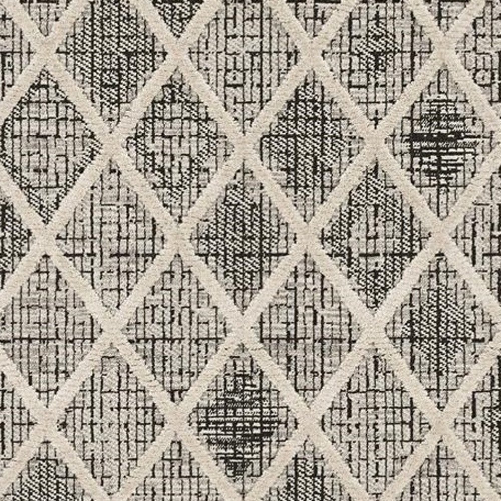 9' X 13' Cream And Charcoal Geometric Area Rug