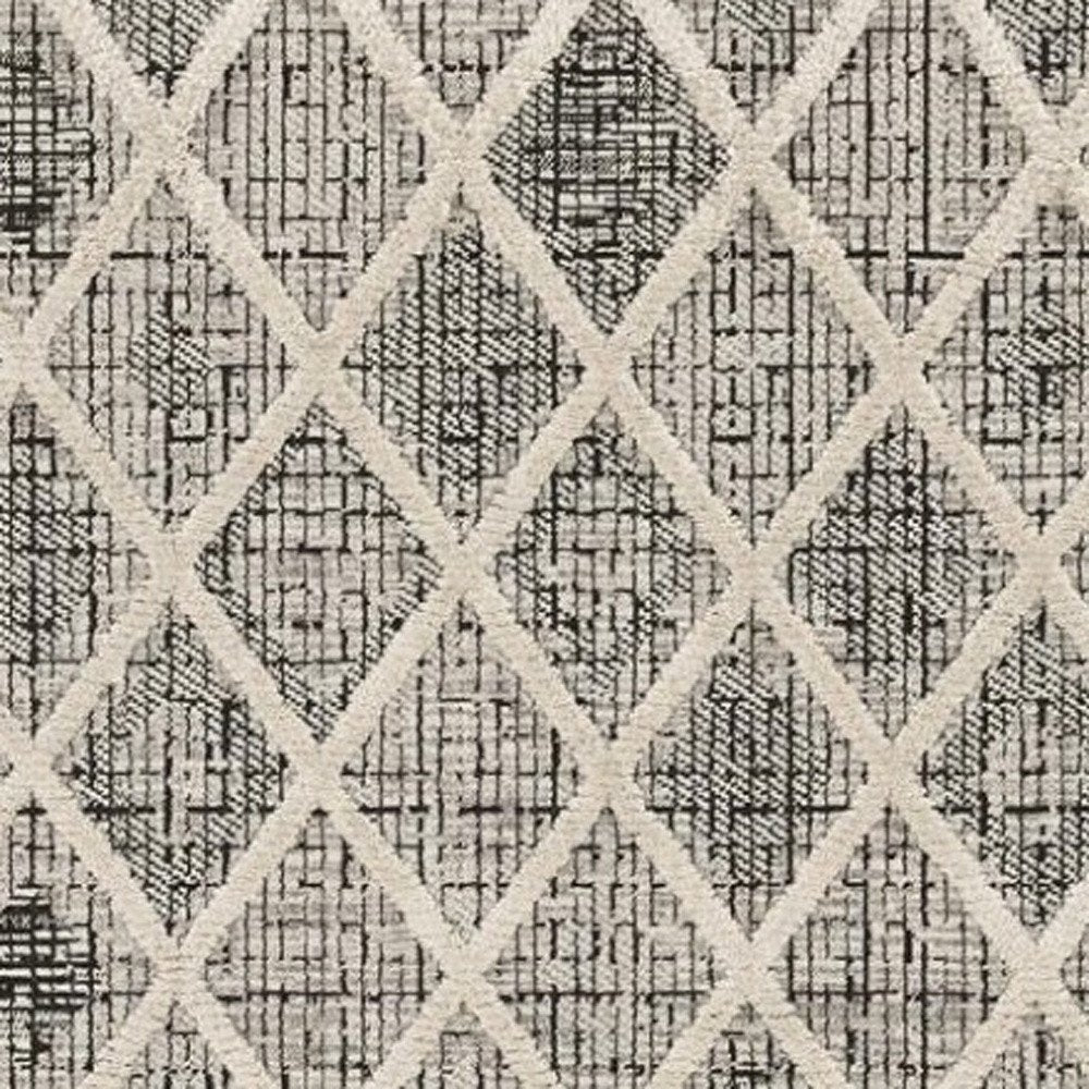 9' X 13' Cream And Charcoal Geometric Area Rug