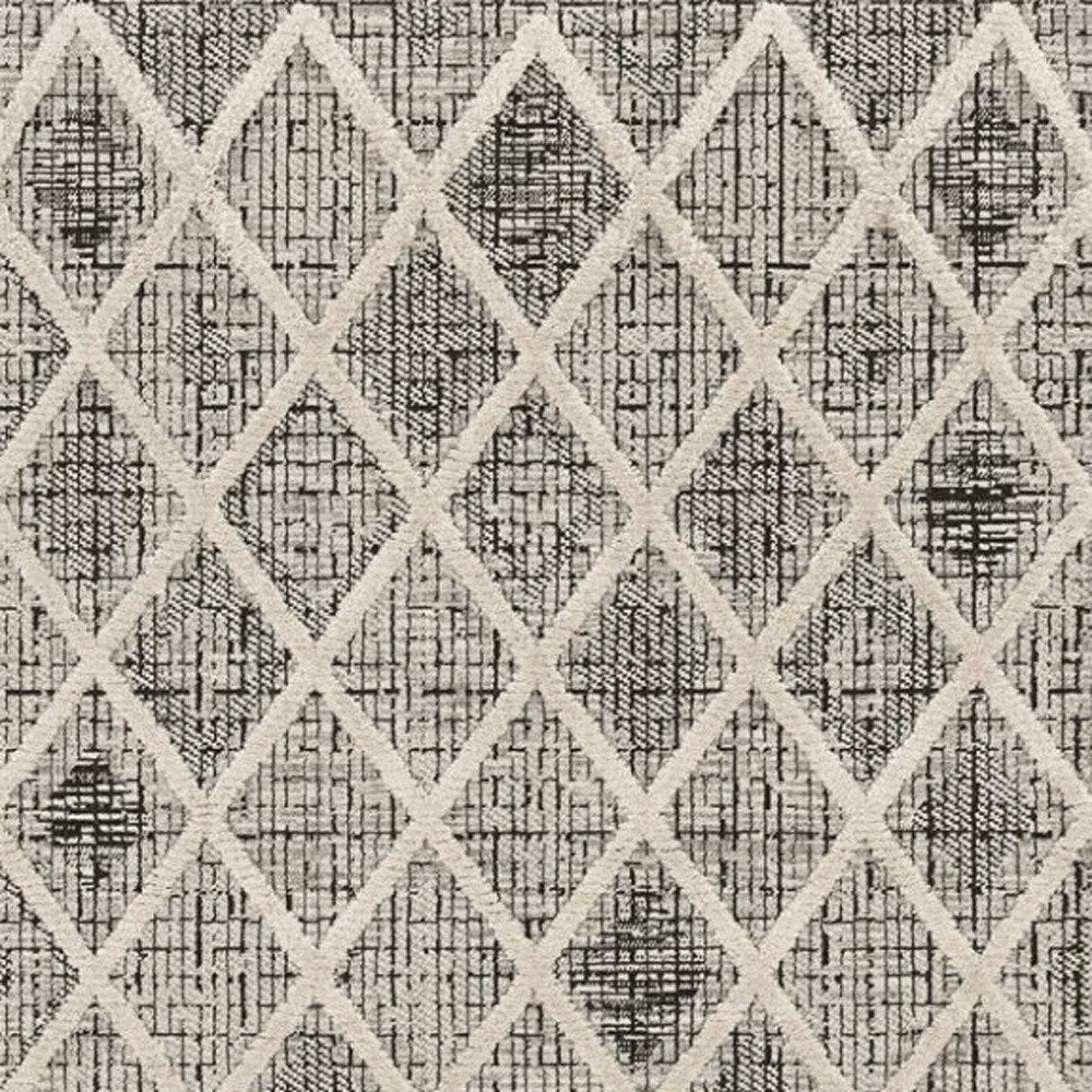 9' X 13' Cream And Charcoal Geometric Area Rug