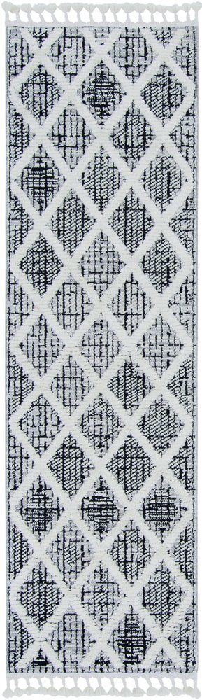9' X 13' Cream And Charcoal Geometric Area Rug