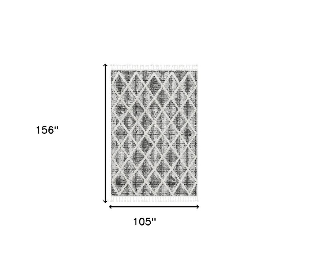 9' X 13' Cream And Charcoal Geometric Area Rug