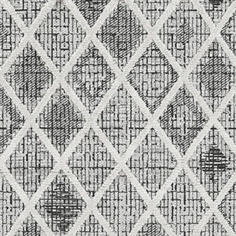9' X 13' Cream And Charcoal Geometric Area Rug