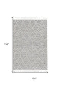 9' X 13' Ivory Grey Machine Woven Geometric Indoor Area Rug