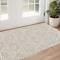 5' X 8' Beige and Ivory Geometric Area Rug