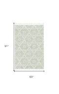 5' X 8' Beige and Ivory Geometric Area Rug