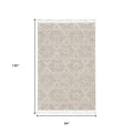 5' X 8' Beige and Ivory Geometric Area Rug