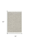 5' X 8' Gray and Ivory Geometric Area Rug