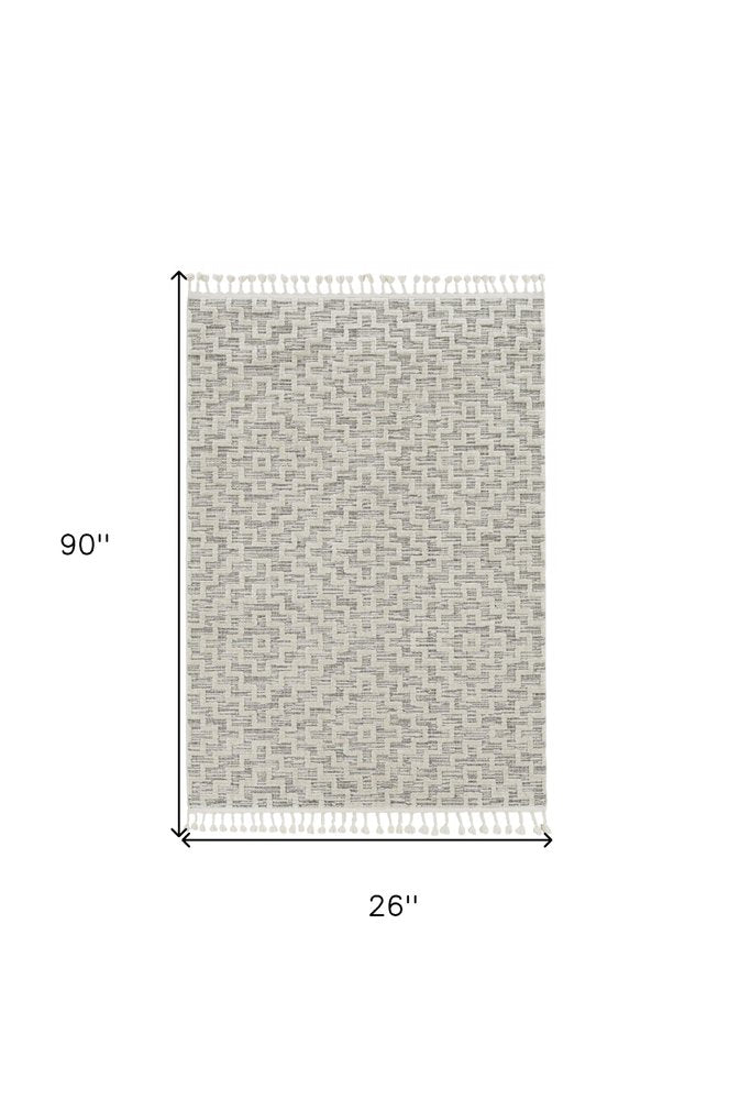 5' X 8' Gray and Ivory Geometric Area Rug