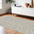 5' X 8' Gray and Ivory Geometric Area Rug