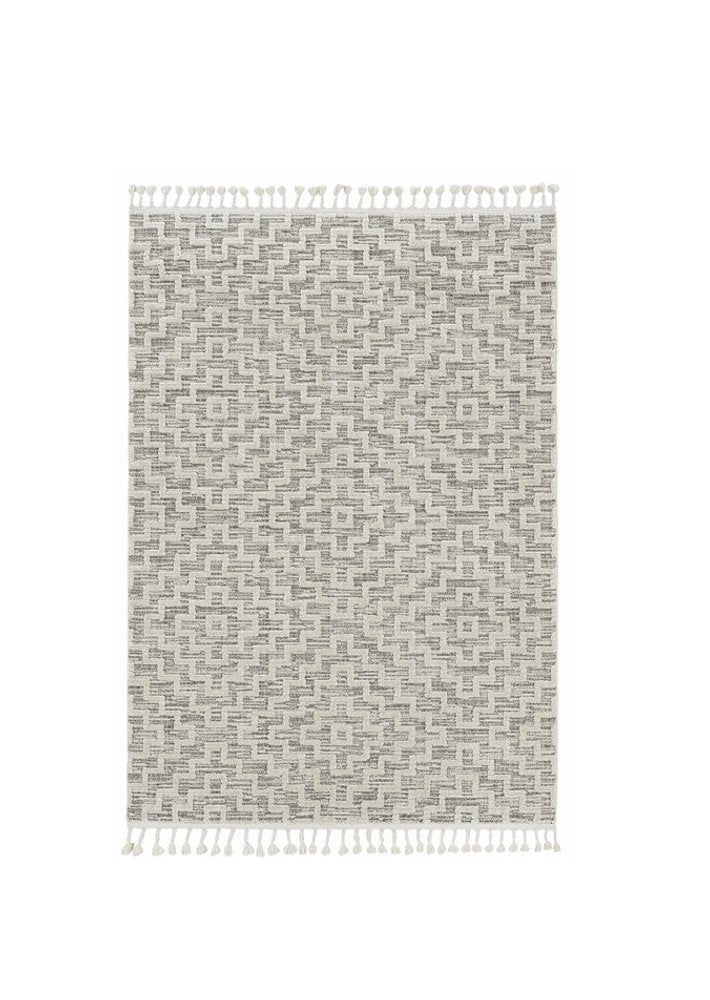 5' X 8' Gray and Ivory Geometric Area Rug
