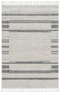 9' X 13' Ivory Grey Machine Woven Abstract Color Block Indoor Area Rug