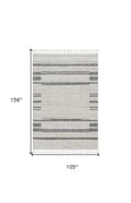 9' X 13' Ivory Grey Machine Woven Abstract Color Block Indoor Area Rug