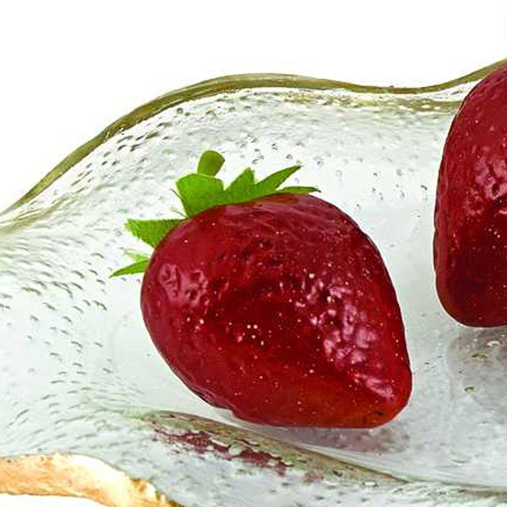 13" Mouth Blown Wavy Edge Gold Leaf Platter Or Charger