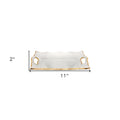 11" Clear And Gold Seeded Glass Serving Tray With Handles
