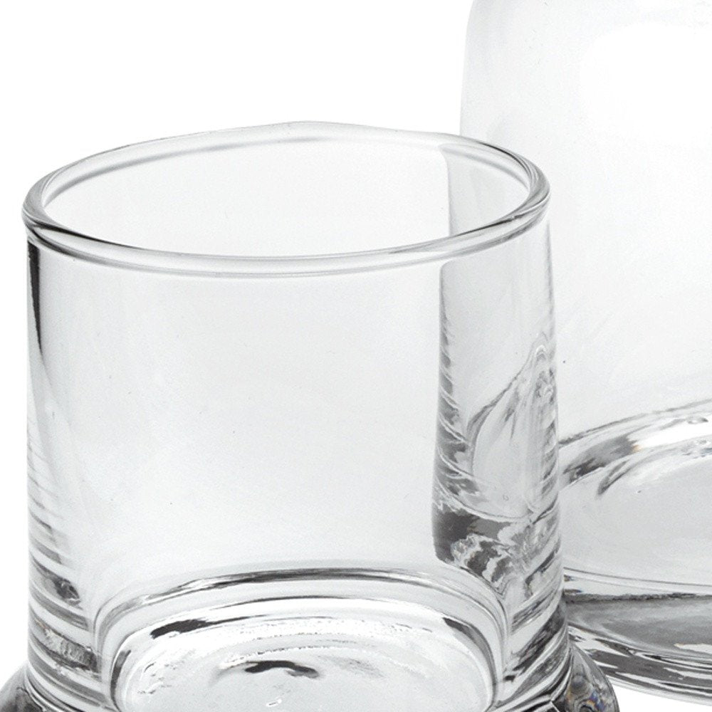 Set of Two Clear Crystal Glass Stemless Carafe And Drinking Glass