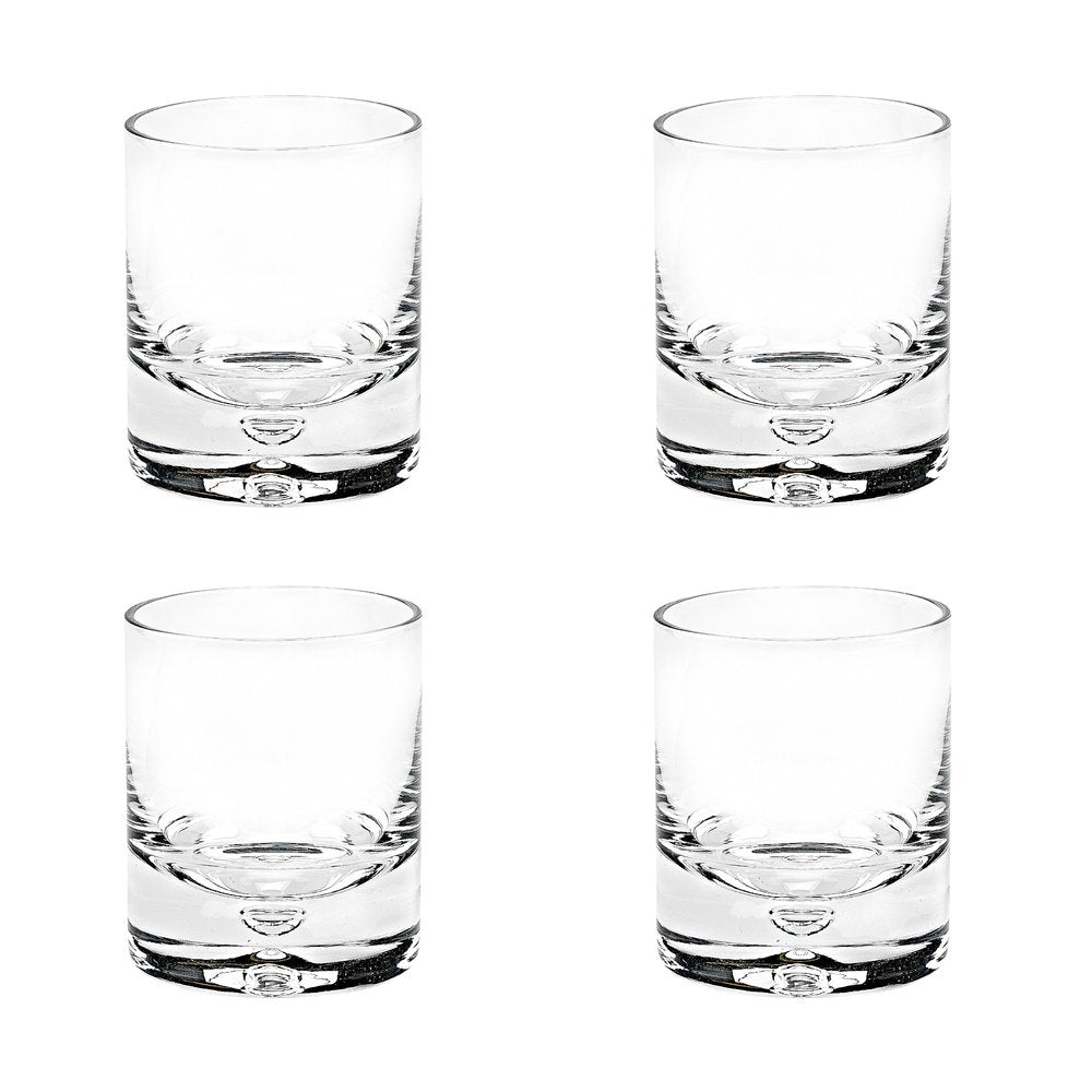 Set of Four Clear Mouth Blown Crystal Old Fashion Glasses