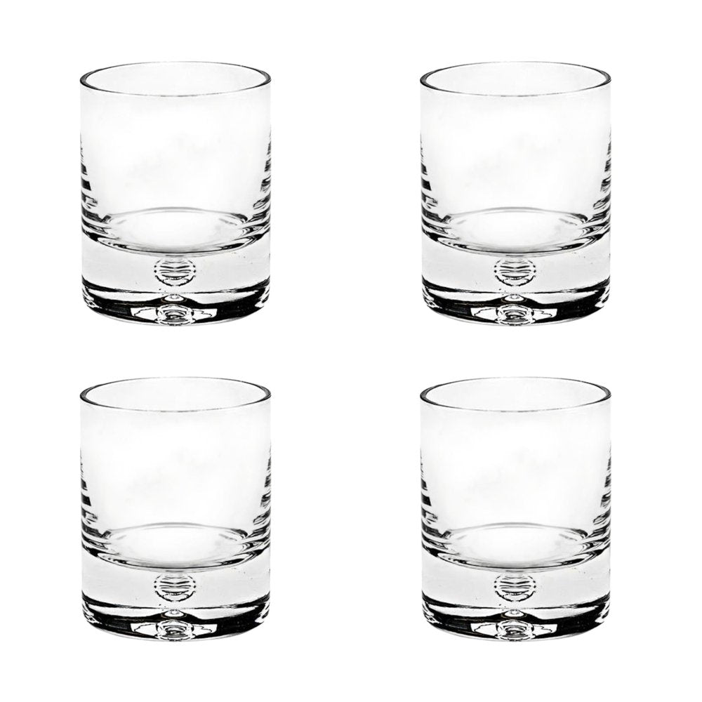 Set of Four Clear Mouth Blown Crystal Old Fashion Glasses