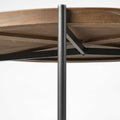 33" Brown and Black Solid Wood and Iron Round Coffee Table With Shelf