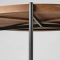 33" Brown and Black Solid Wood and Iron Round Coffee Table With Shelf