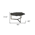 40" Black and Gold Stone and Iron Free Form Distressed Coffee Table