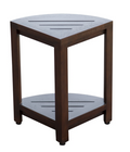Compact Triangular Teak Shower Outdoor Bench With Shelf In Brown Finish