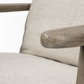 31" Cream and Brown Fabric Lounge Chair