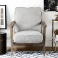 31" Light Gray and Brown Fabric Lounge Chair