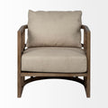 30" Cream and Brown Fabric Arm Chair