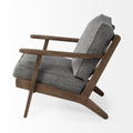 31" Gray and Brown Fabric Cushions And Wood Lounge Chair