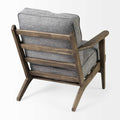 31" Gray and Brown Fabric Cushions And Wood Lounge Chair