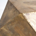 19" Brass Distressed Brass Square Block End Table
