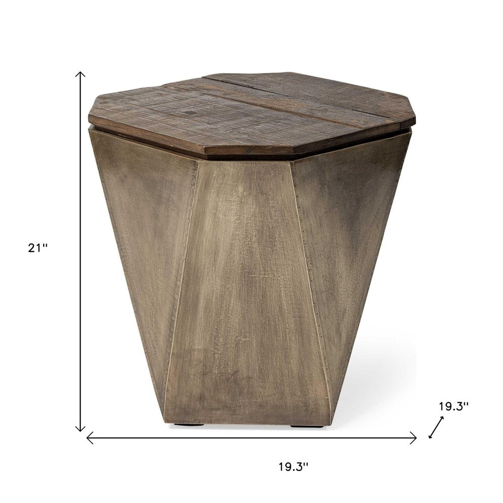 21" Brown Solid Wood End Table