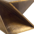 21" Brass Clad Distressed Wood Abstract End Table