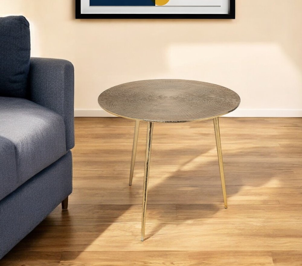 21" Gold Metal Round End Table