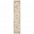 8' Beige And Ivory Medallion Runner Rug