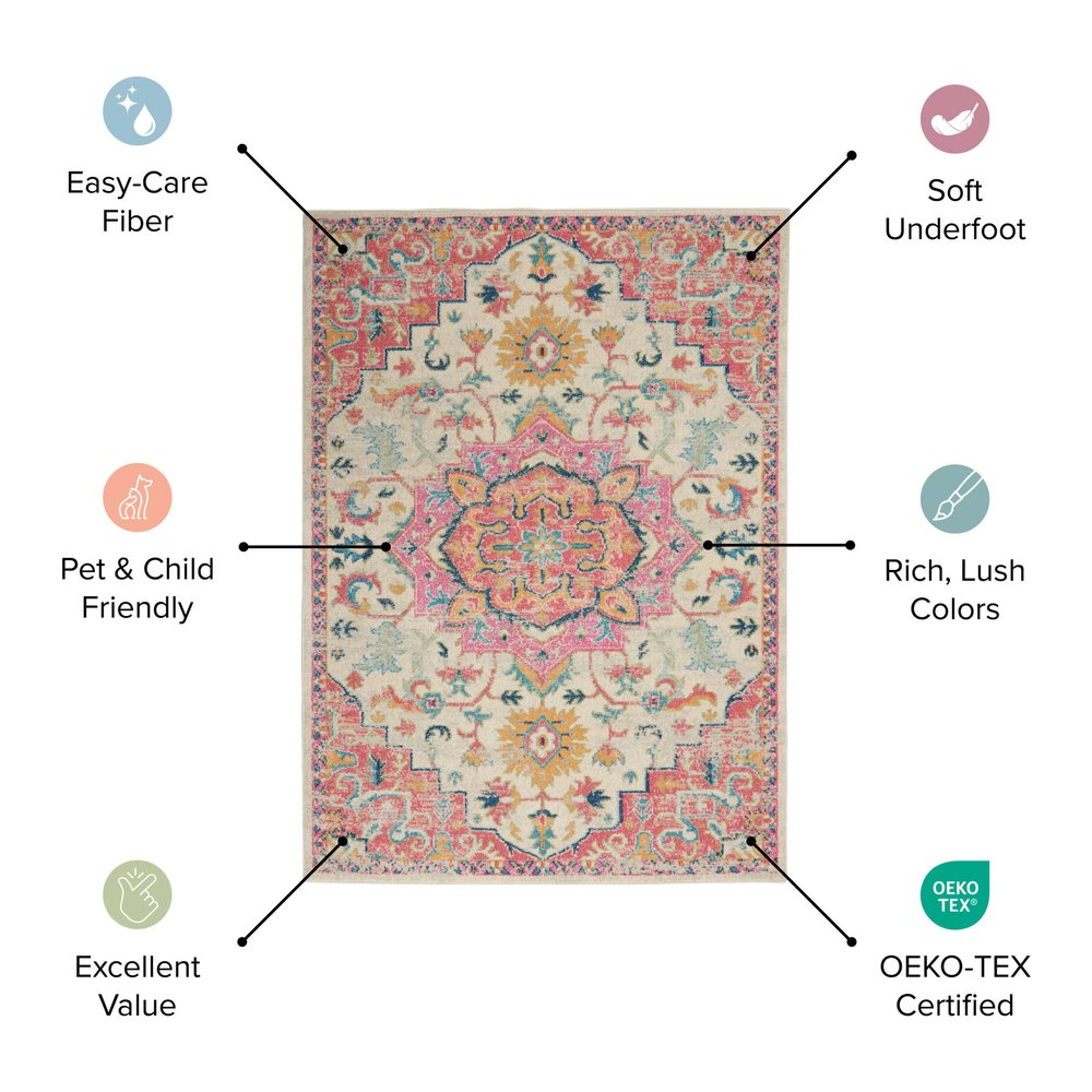 5' X 7' Gray And Ivory Geometric Distressed Area Rug