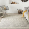 5' X 7' Gray And Ivory Geometric Distressed Area Rug