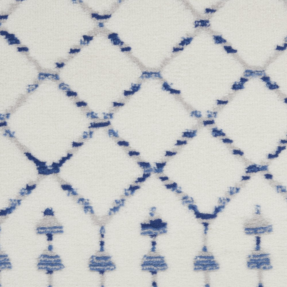 6' X 9' Ivory And Blue Geometric Area Rug