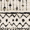 8' Ivory And Black Tribal Runner Rug