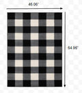8' Ivory And Black Gingham Runner Rug