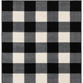 7' X 9' Black And Ivory Gingham Area Rug