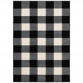 7' X 9' Black And Ivory Gingham Area Rug