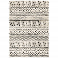 5' X 7' Ivory And Black Abstract Geometric Distressed Area Rug