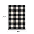 7' X 9' Black And Ivory Gingham Area Rug