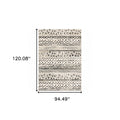 5' X 7' Ivory And Black Abstract Geometric Distressed Area Rug