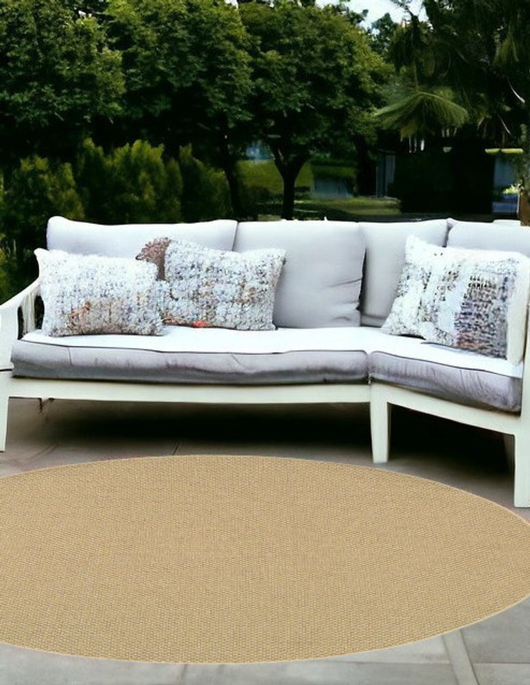 8' Beige Indoor Outdoor Runner Rug