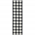 8' Black And Ivory Indoor Outdoor Runner Rug